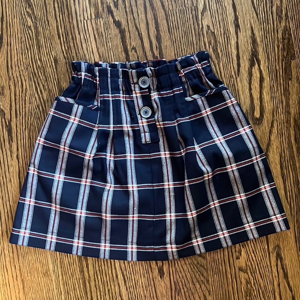 Zara navy plaid skirt